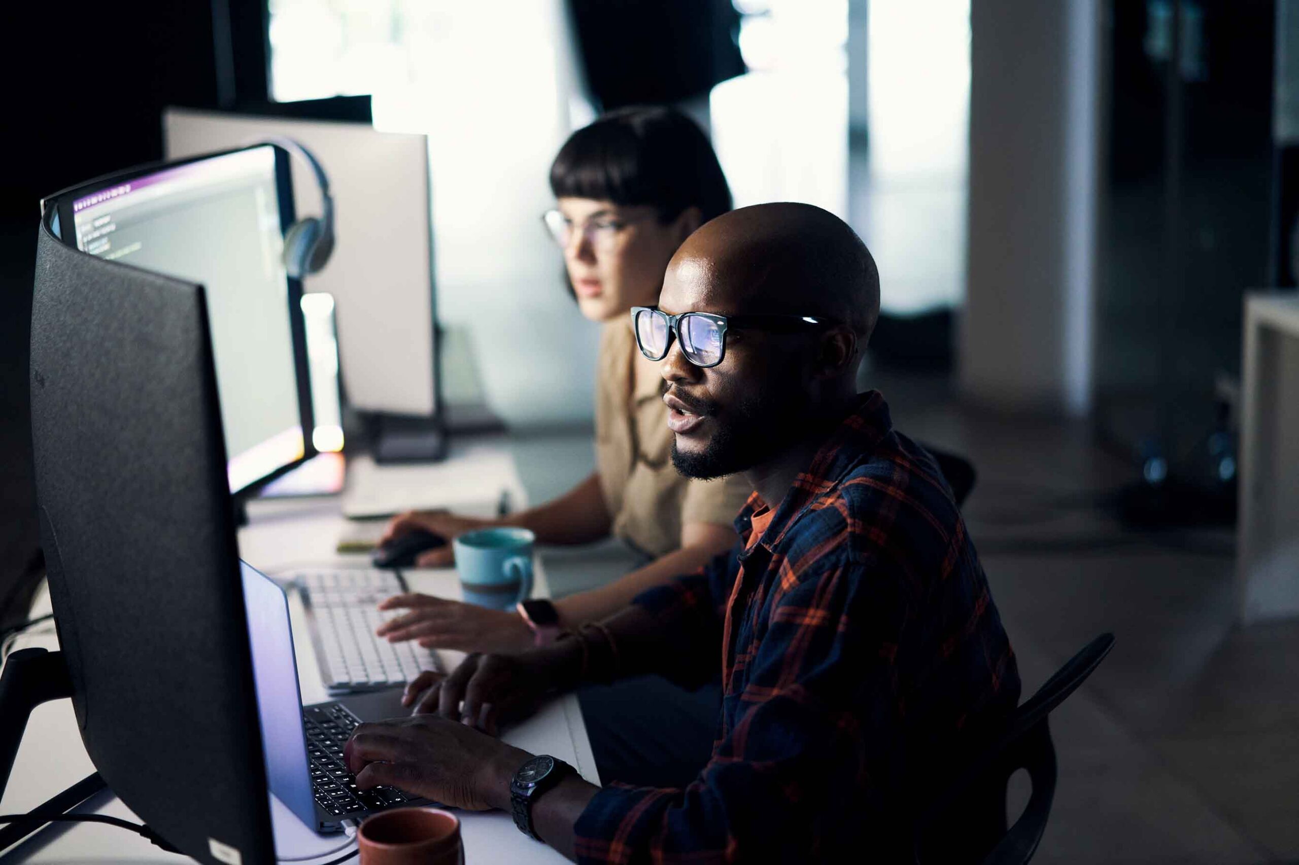 employees working on computers